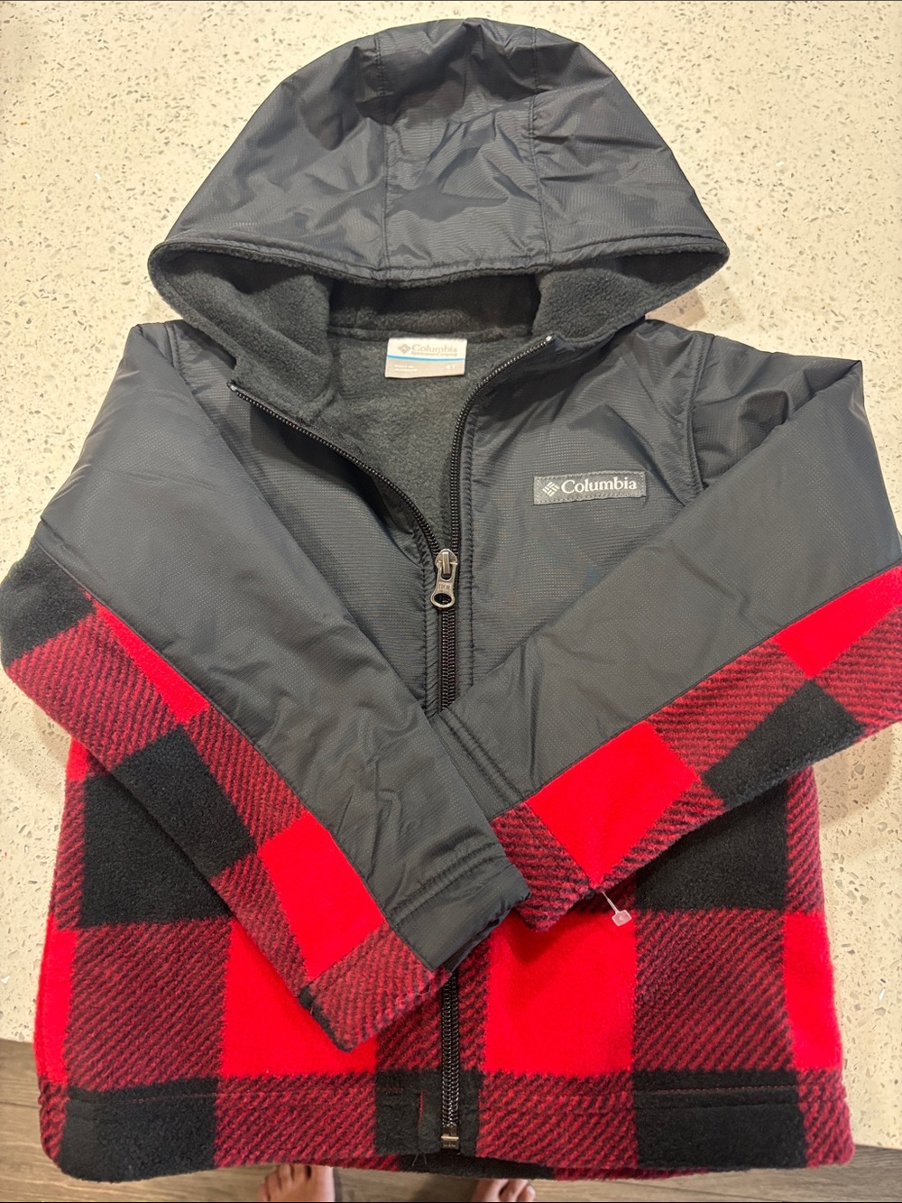 Columbia Black & Red Buffalo Plaid Hooded Jacket
